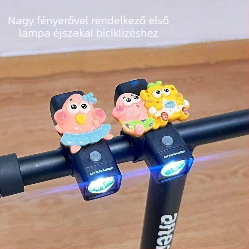 Kerékpár első fényszóró - újratölthető, aranyos rajzfilm Pacha kutya, nagy fényerő, mountain és országúti kerékpárokhoz