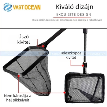 Kézi akváriumi háló aranyhalak és díszhalak számára, kerek és négyzet alakú hálóval