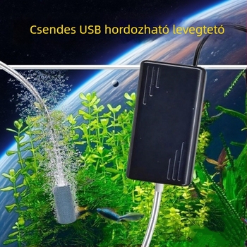 USB hordozható oxigénpumpa akváriumhoz — ultracsendes, kompakt oxigénszivattyú