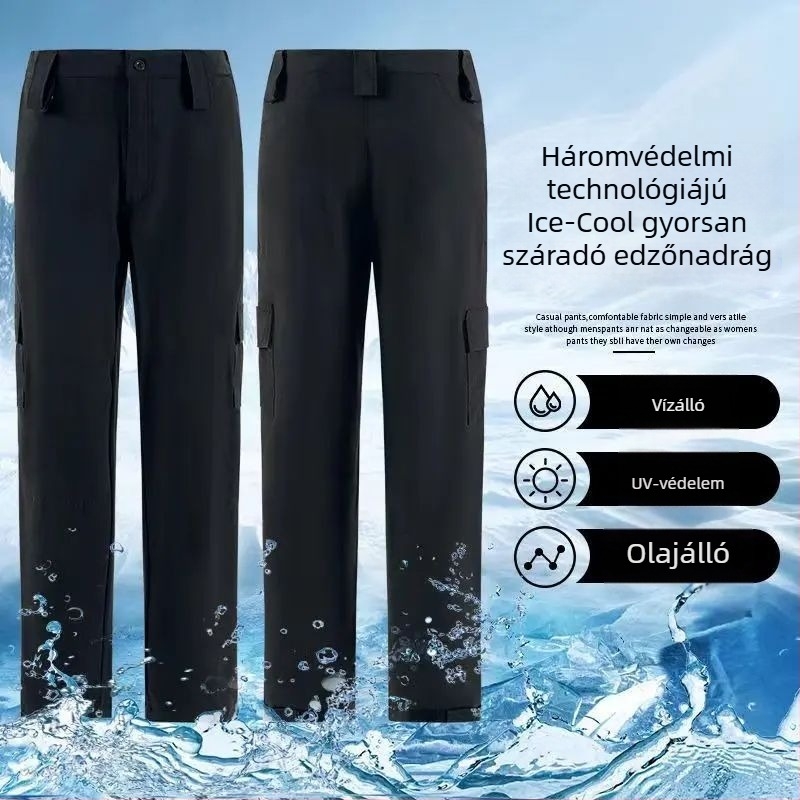 Gyorsan száradó edző nadrág, pamutkeverék anyagból, nyár, uniszex, felnőttek