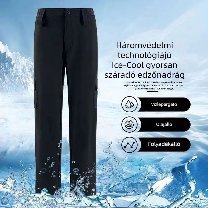 Gyorsan száradó edző nadrág, pamutkeverék anyagból, nyár, uniszex, felnőttek