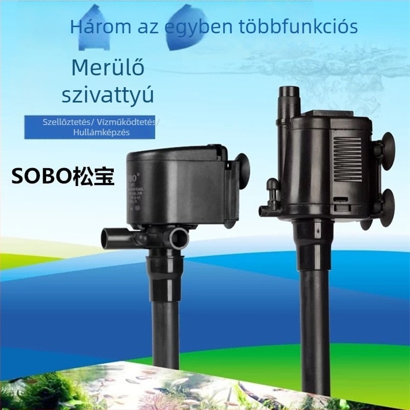 Sobo/Songbao WP1660 2660 1990 búvárszivattyú akváriumi szűrővel, 3 az 1-ben oxigénellátás és keringés