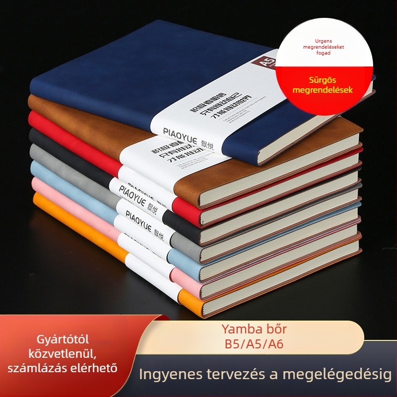Juhbőr borítású notesz, spirálkötéses, 80 gsm papír, 50–100 oldal, üzleti irodai stílus