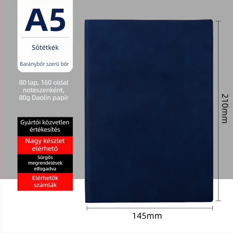Juhbőr borítású notesz, spirálkötéses, 80 gsm papír, 50–100 oldal, üzleti irodai stílus