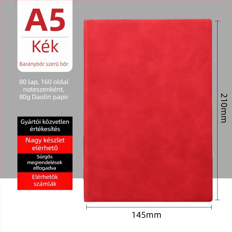 Juhbőr borítású notesz, spirálkötéses, 80 gsm papír, 50–100 oldal, üzleti irodai stílus
