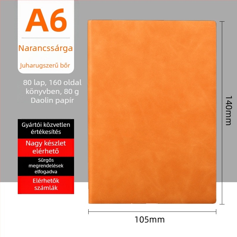 Juhbőr borítású notesz, spirálkötéses, 80 gsm papír, 50–100 oldal, üzleti irodai stílus
