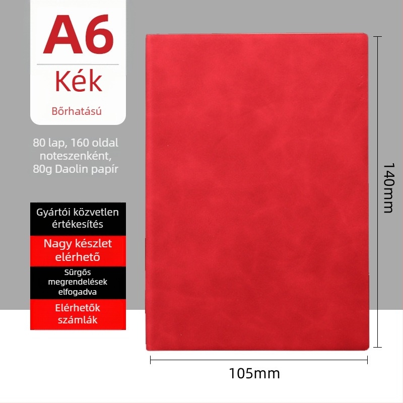 Juhbőr borítású notesz, spirálkötéses, 80 gsm papír, 50–100 oldal, üzleti irodai stílus