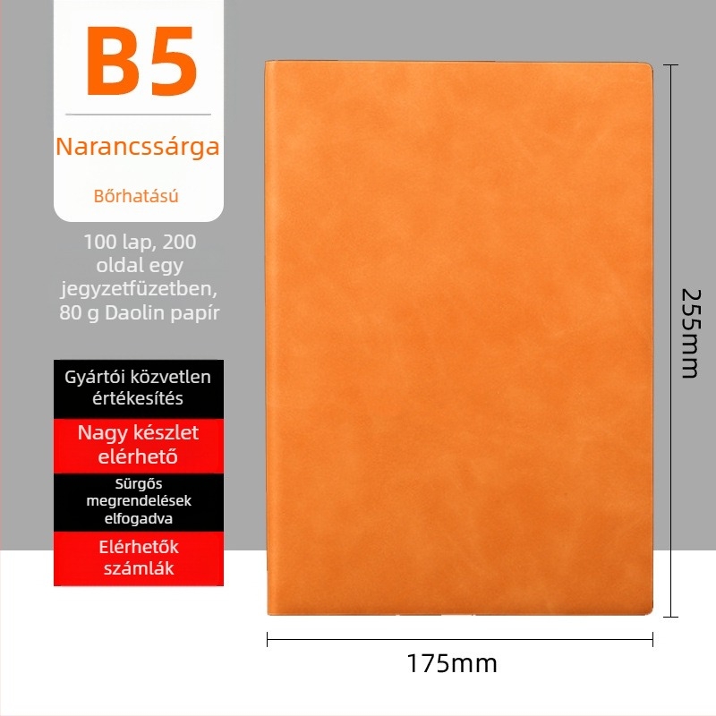 Juhbőr borítású notesz, spirálkötéses, 80 gsm papír, 50–100 oldal, üzleti irodai stílus