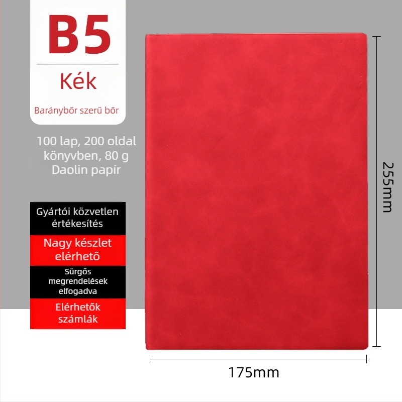 Juhbőr borítású notesz, spirálkötéses, 80 gsm papír, 50–100 oldal, üzleti irodai stílus