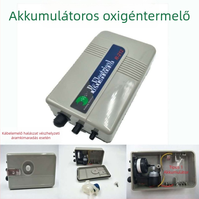 Risheng oxigénpumpa halászatra és haltenemesítéshez - csendes működés, száraz elemről működtetve, modellek RS960/980/101/212/312, tömeg 0,45 kg