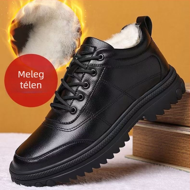 Casual téli hócsizma, felső része műszőrből, meleg plüss bélés, csúszásmentes gumitalp, 6–8 cm-es kúp sarok