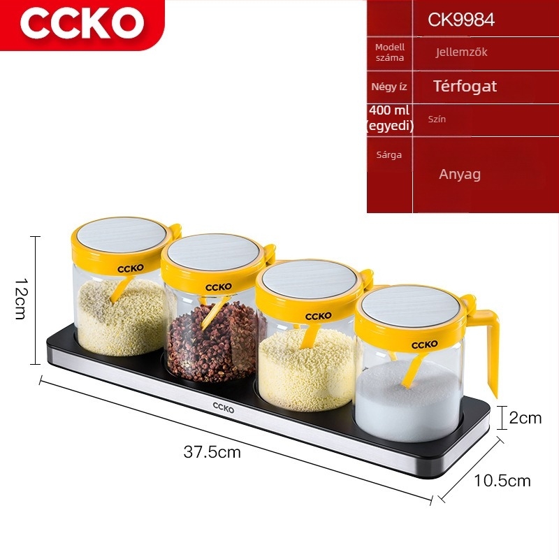CCKO fűszerező üvegkészlet — üvegburkák szilárd fűszerekhez, tároló doboz, logó nyomtatva