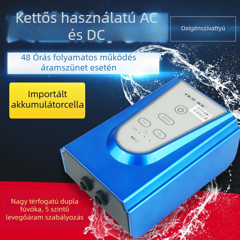 Huico H8 Oxigénpumpa — Kettős használatú AC/DC, Tölthető, Hordozható külső horgászathoz és akváriumhoz