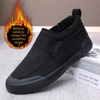 Férfi téli slip-on papucs fleece béléssel és gumírozott talppal