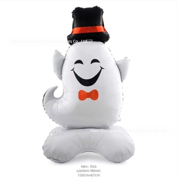 Álló lufi alap Cartoon koponya-tök motívummal, alumíniumfóliából, játék lufikhoz, Halloween dekor