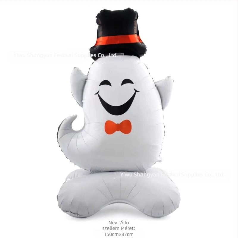 Álló lufi alap Cartoon koponya-tök motívummal, alumíniumfóliából, játék lufikhoz, Halloween dekor