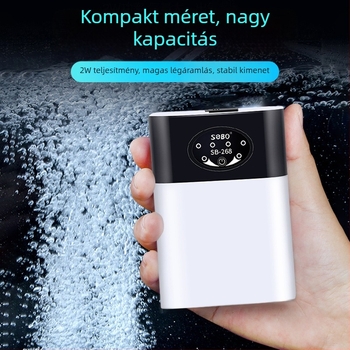 Oxigénpumpa, újratölthető lítium akkumulátorral, USB táplálású, hordozható és csendes horgászathoz és kültéri használathoz