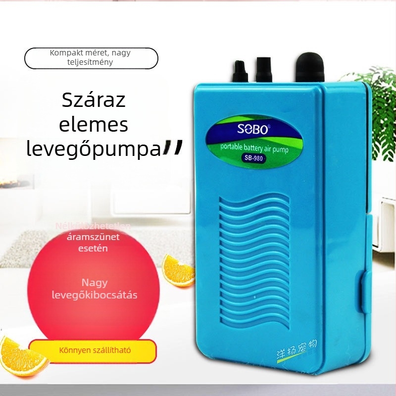 Kültéri horgászathoz szárazelemű oxigénpumpa, oksigenációs pumpa, modell 960