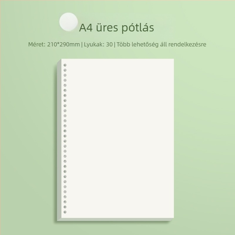 Szabad lépéses cseremag a gyakorló blokkhoz: vízszintes vonalas rácsos üres oldalak, Daolin papír, 60 oldal, 26 lyuk, kód ZH-1001