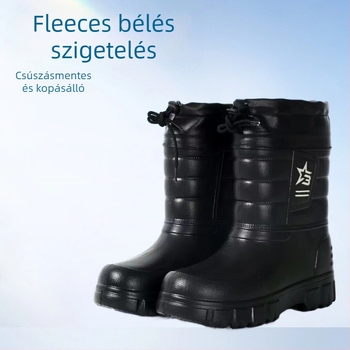 Téli magas talpú papucs fleece-béléssel, vastagított melegítés, vízálló EVA felsőrész és talp, csúszásmentes