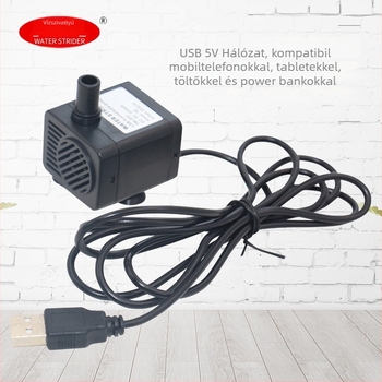 USB-vel működő merülő szivattyú akváriumi körforgáshoz és szűréshez – csendes működés, automatikus priming, ABS test, Crystal WATER STRIDER.