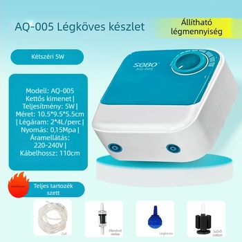 Sobo akvaris oxigénpumpa, kis méretű, állítható, csendes, DC tápegység