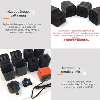 Xilong F080 három az egyben alámerülő akváriumi pumpa beépített szűrővel, oxigenálással és keringéssel