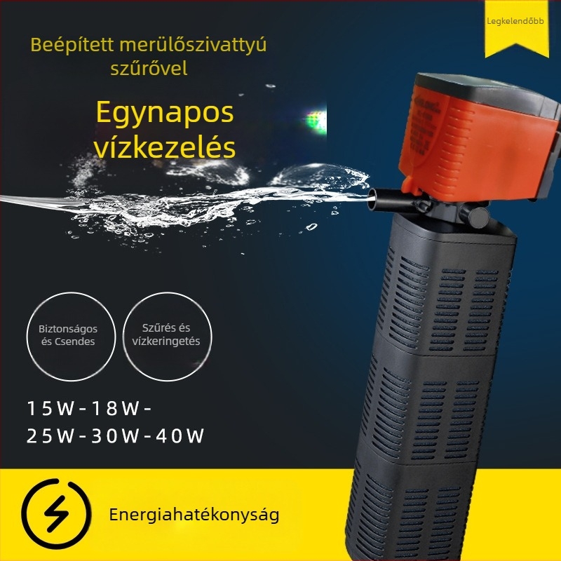 Xilong F080 három az egyben alámerülő akváriumi pumpa beépített szűrővel, oxigenálással és keringéssel
