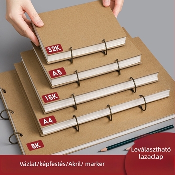 Rajzfüzet leválasztható fémgyűrűs kötésben, laza lapokkal, vastag oldalakkal – művészeti hallgatók és gyerekek számára