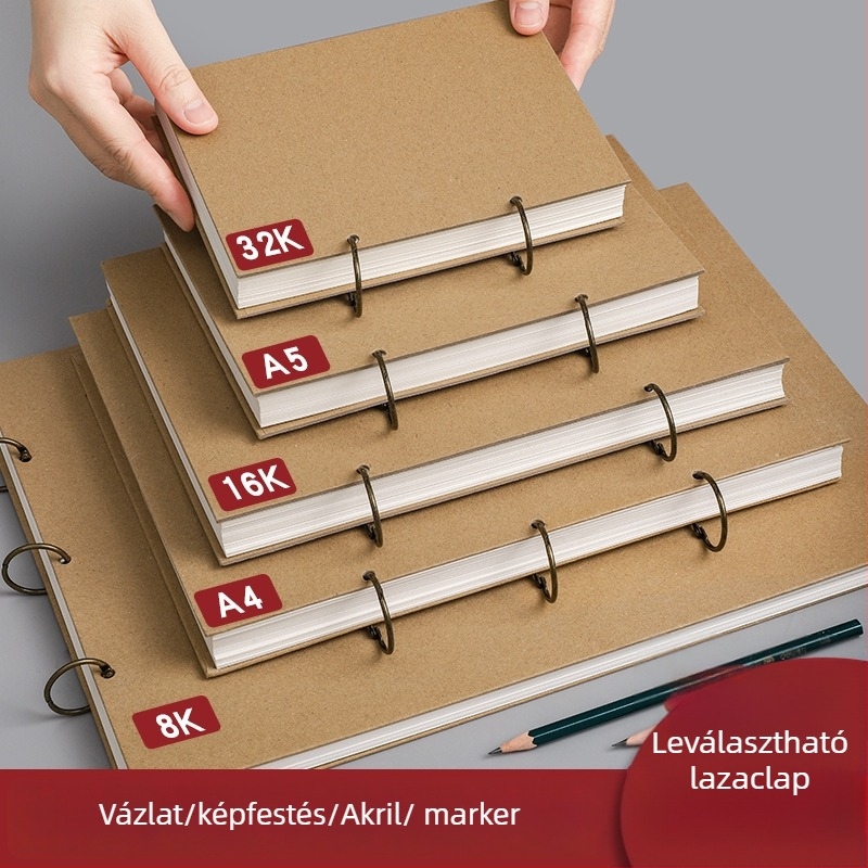 Rajzfüzet leválasztható fémgyűrűs kötésben, laza lapokkal, vastag oldalakkal – művészeti hallgatók és gyerekek számára