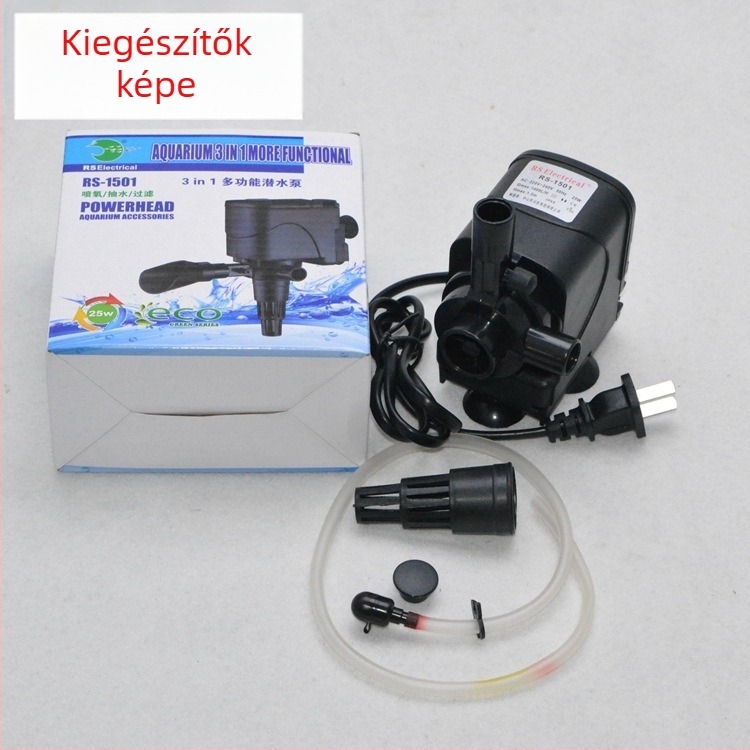 RS-1501 három az egyben alámerülő szivattyú akváriumhoz – keringés és oxigénnel dúsítás, 25W, otthoni használatra