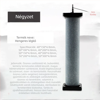 Hengeres buborékkő akváriumhoz ásványi homokkal, levegőkoronggal, levegőkővel és oxigénpumpával