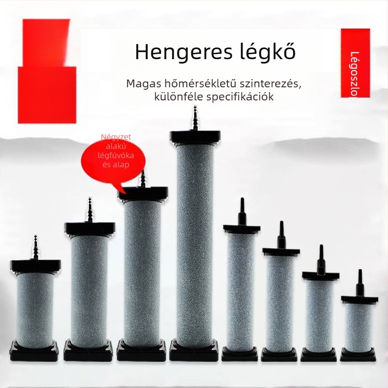 Hengeres buborékkő akváriumhoz ásványi homokkal, levegőkoronggal, levegőkővel és oxigénpumpával