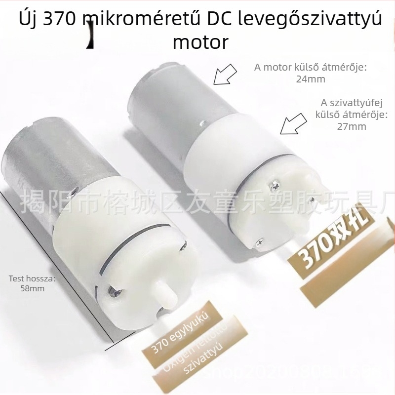 370 mikro DC motor akváriumi levegőpumpához, kefés motor, DC 3V–36V működés