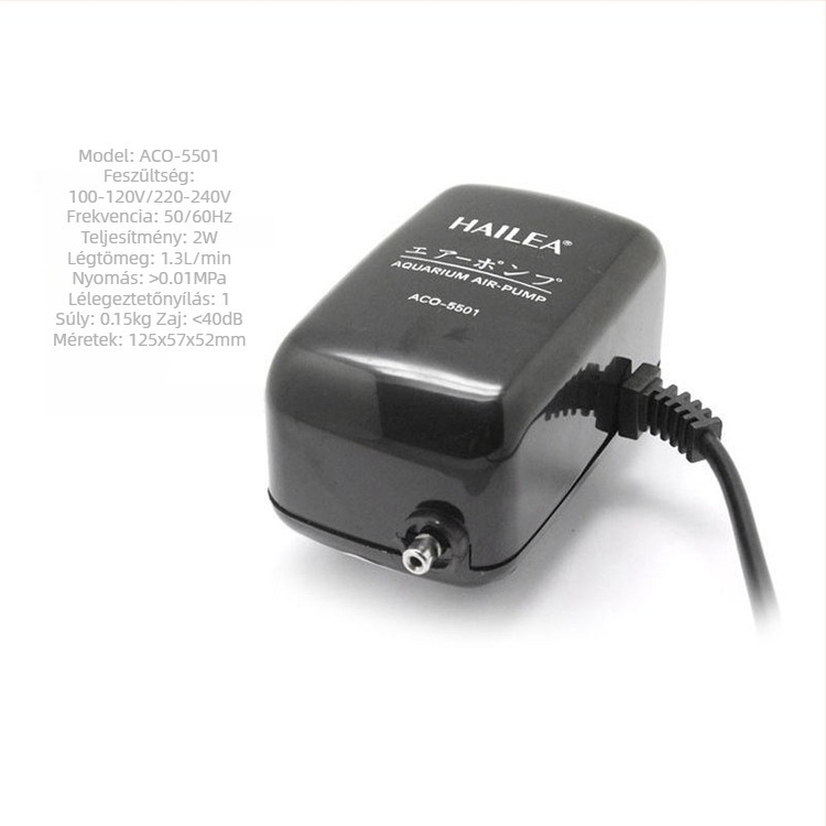 Haili akváriumi oxigénpumpa - csendes üzemelésű pumpa, modellek: ACO5503/5504/5501/5505