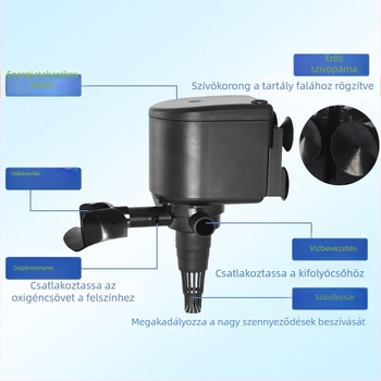 Songbao 3-in-1 beépített alámerülő szivattyú akváriumhoz szűrés, levegőztetés és cirkuláció – csendes működés