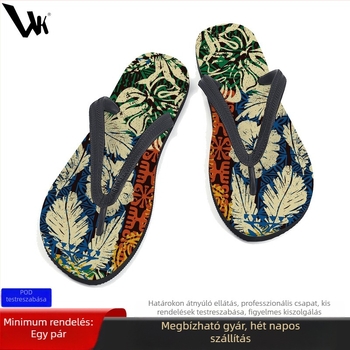 Férfi nyári flip-flopok, csúszásmentes EVA talppal, nyitott ujjal, textil felsőrésszel, strand és szabadidő használatra
