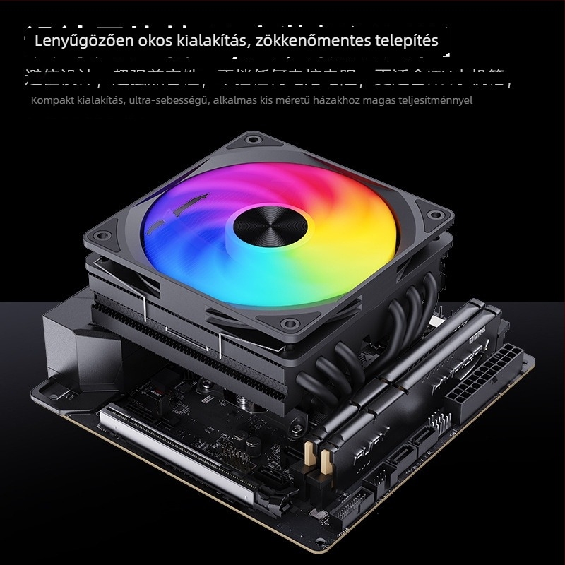 Snowman CPU hűtő 6 hőcsővel, réz- és alumínium ötvözet, hidraulikus csapágy, 800–2100 RPM, zaj 15–30 dBA