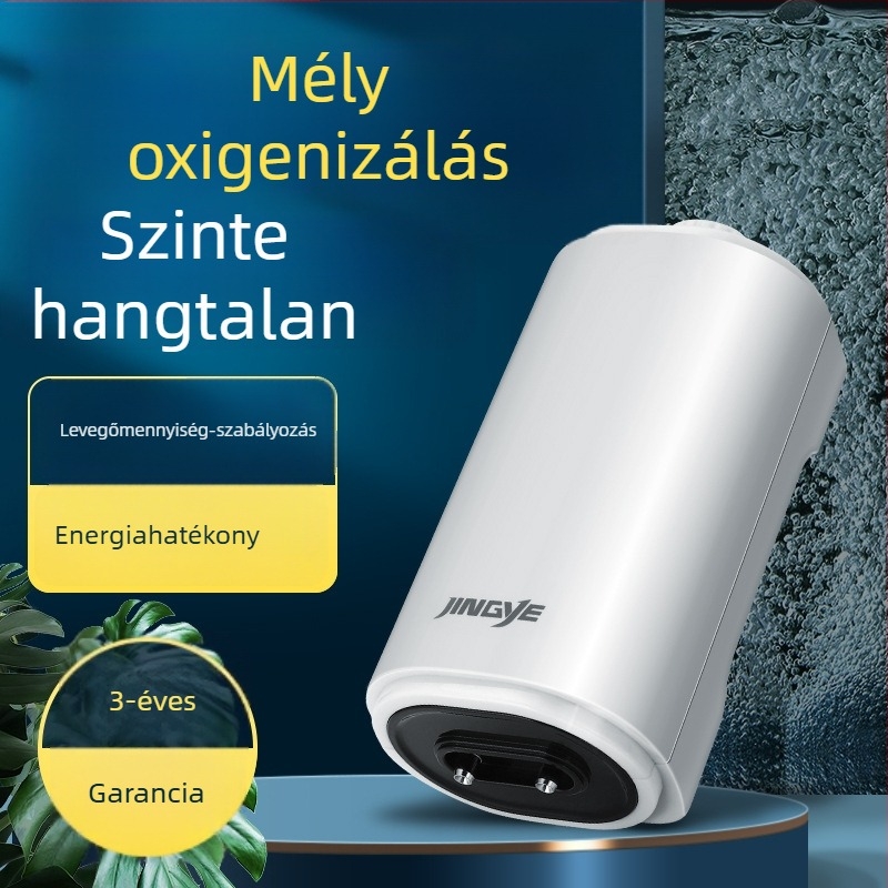 Akvaris oxigénpumpa, rendkívül csendes, otthoni használatra, kompakt, nagy teljesítményű, két vagy négy kimenettel