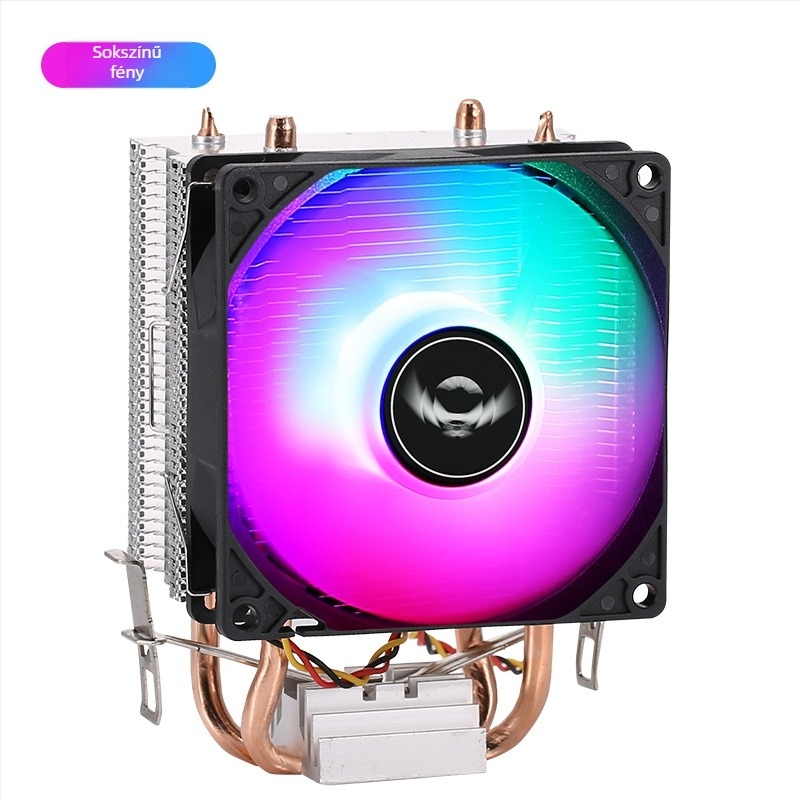 CPU hűtő radiátor réz- és alumínium ötvözetből, hőcsövek: 2/4/6, hidraulikus csapágy, 2000 RPM, zaj 25 dB