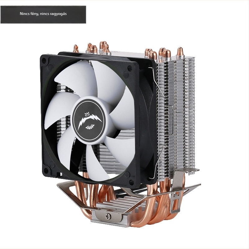 CPU hűtő radiátor réz- és alumínium ötvözetből, hőcsövek: 2/4/6, hidraulikus csapágy, 2000 RPM, zaj 25 dB