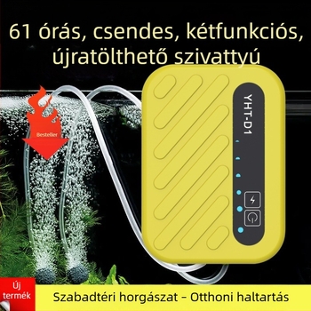Akvárium USB-s oxigénpumpa, csendes, energiatakarékos, újratölthető, kétfunkciós, kompakt és hordozható a kültéri horgászathoz.