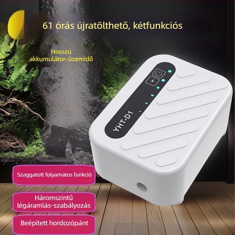 Akvárium USB-s oxigénpumpa, csendes, energiatakarékos, újratölthető, kétfunkciós, kompakt és hordozható a kültéri horgászathoz.