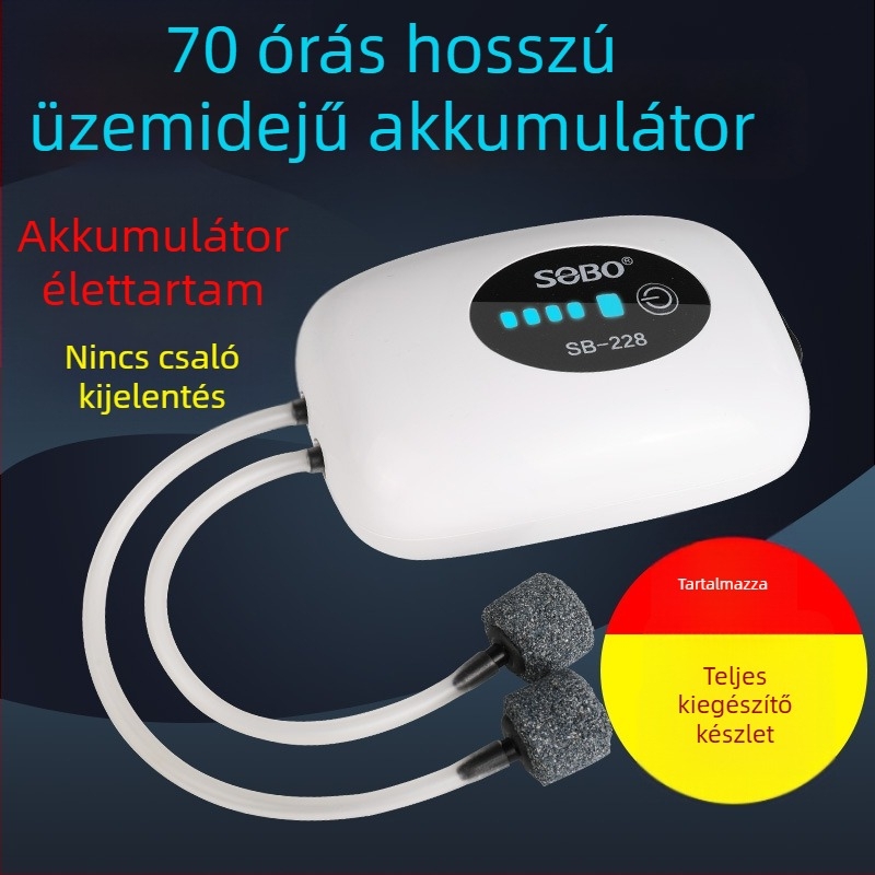 Újratölthető oxigénpumpa akvakultúrához és horgászathoz — hordozható aerátor, 280 g, SOBO/Songbao márka, magáncímke elérhető