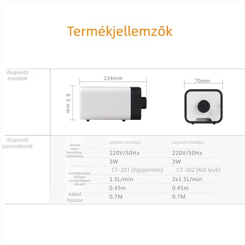 SUNSUN/SENSEN Akvárium oxigénpumpa — Otthoni használatra, nagy buborékos aeráció, Súly: 1,0 kg