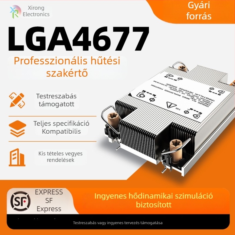 LGA 4677 CPU szerver hűtő radiátor finnel és hőcsővel 1U–4U szerverekhez