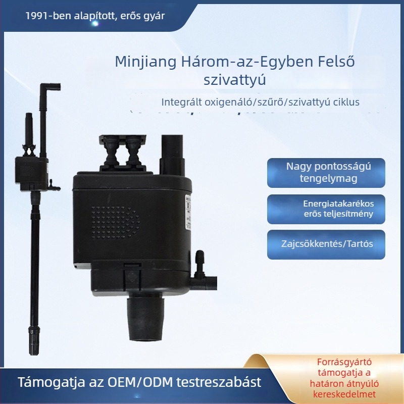 Minjiang akváriumi oxigénpumpa 3-in-1 szűrővel, nappali/otthoni használatra, vízcsere nélkül, közepes–nagy méretű ökológiai oxigénpumpa