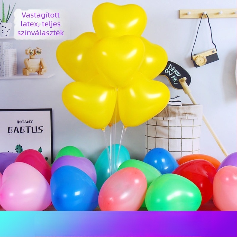 Latex szív alakú lufi nyomtatott logóval – Huajin, esküvői és parti dekoráció