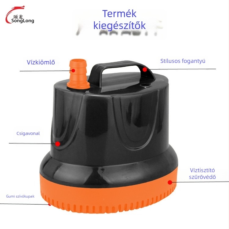 Merülő akváriumpumpa alsó szívó dizájnnal a víz körforgásáért és oxigénellátásért (ABS, tömeg 0,5 kg)