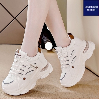 Női casual sportcipő Dad sneakers stílusban, PU+mesh felsőrész, PVC talp, elülső fűzőzár, 3-5 cm talpvastagság